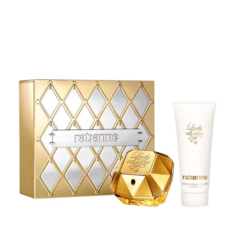 KIT LADY MILLION RABANNE FEMININO - EAU DE PARFUM 80ML   HIDRATANTE CORPORAL 100ML